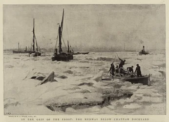 霜のグリップ、チャタムドックヤードの下のメドウェイ